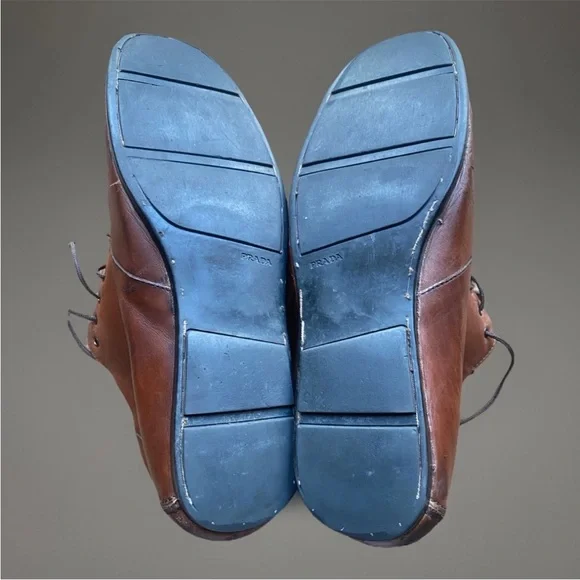 Vintage Prada 1990’s Mocha Chukka Desert Boots Shoes Men 9.5 Leather Ankle Italy - Picture 6 of 15